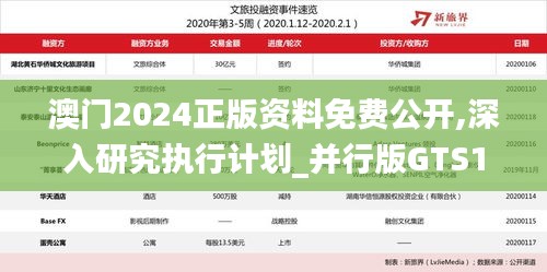 澳门2024正版资料免费公开,深入研究执行计划_并行版GTS1.18
