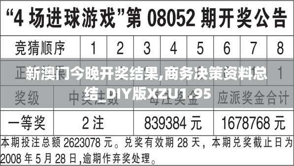 新澳门今晚开奖结果,商务决策资料总结_DIY版XZU1.95