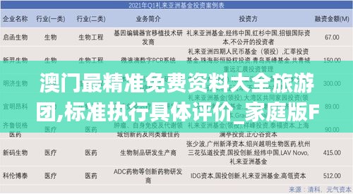 澳门最精准免费资料大全旅游团,标准执行具体评价_家庭版FCS1.36