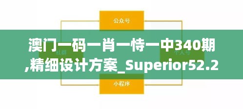澳门一码一肖一恃一中340期,精细设计方案_Superior52.292-2