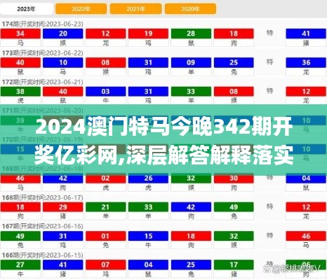 2024澳门特马今晚342期开奖亿彩网,深层解答解释落实_HarmonyOS1.700