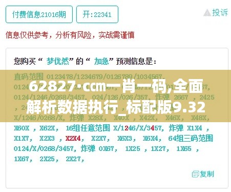 62827·c㎝一肖一码,全面解析数据执行_标配版9.323