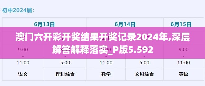 澳门六开彩开奖结果开奖记录2024年,深层解答解释落实_P版5.592