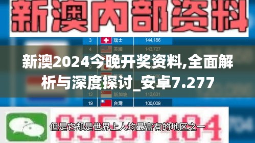 新澳2024今晚开奖资料,全面解析与深度探讨_安卓7.277